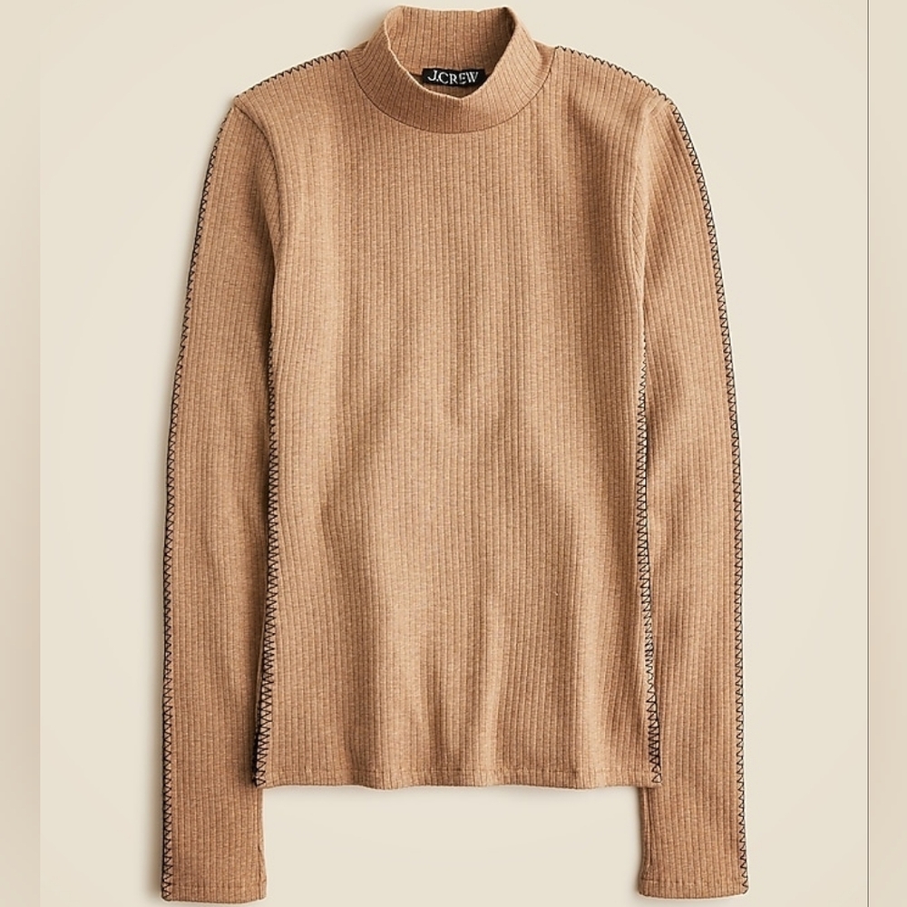J Crew Premium rib turtleneck with whipstitch trim- M